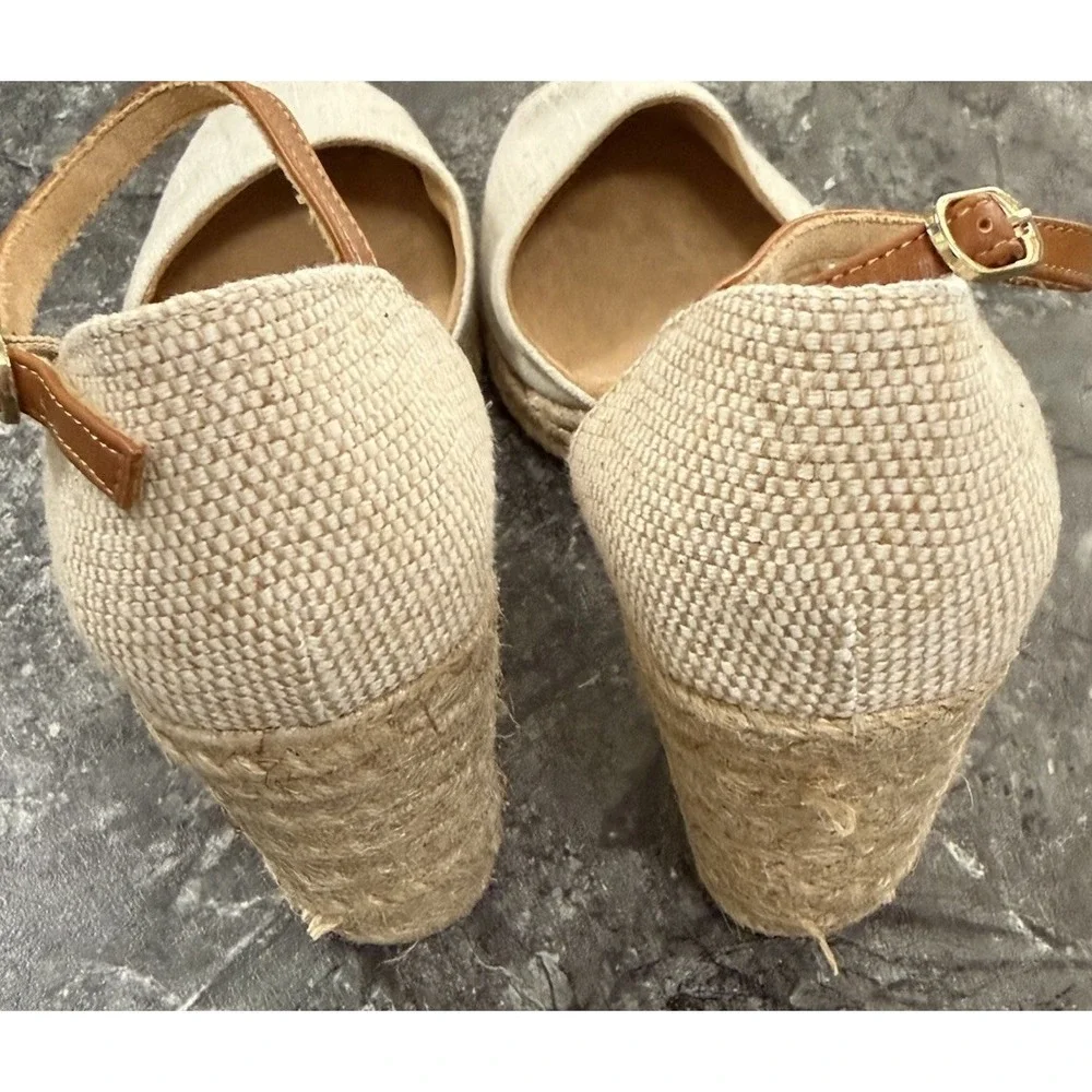Croft And Barrow Womens Jute Wrapped Wedge Espadrille Sandal Linen Size 9M